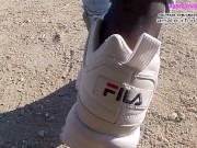 Part2 Fila Destrudor Shoeplay Nylon feet and Crush Trample Trailer Sneaker girl Feet 8/16