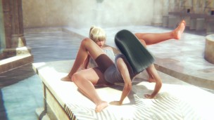 lesbian relaxing at sauna