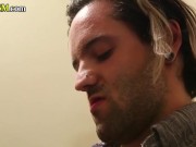 Busty CFNM femdom giving hj to lucky guy 1/16