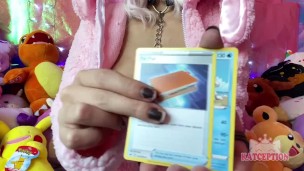 Opening up Pokémon Cards while Topless! Big boobies!