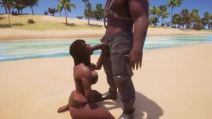 Big Black babe POV blowjob in wild