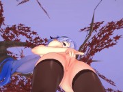 Ganyu rubs and fingers her pussy in the garden - Genshin Impact Hentai. 8/16