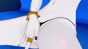 Harley Quinn fingers her pussy in the subway.