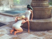 Blonde Licking Brunette Pussy in Sauna
