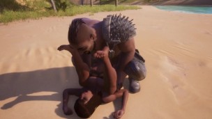 Big Ass Black Babe Missionary Fuck in wild