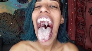 Eating yogurt and showing off my big dirty mouth