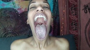 Wide eyes wide mouth drooling and dirty talk