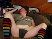 This BBW with amazing areolas watching porn needs a deep dildo 6/16