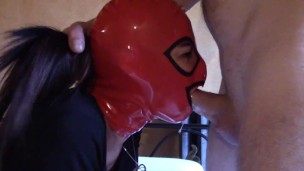 Laura On Heels amateur stepsister sucks a cock with no mercy. blowjob and deepthroat on a sofa