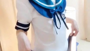 Crossdresser sissy anal solo play