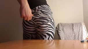 Big Booty British Sissy Slut In Zebra Yoga Pants