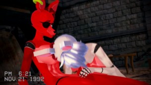 Double Futa - Five Nights at Freddy's Inspired - Mangle gets fucked by Foxy - Hentai
