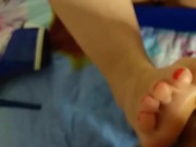 Footjob. Beautiful model fucks my dick with her sexy legs in shoes and stockings 15/16