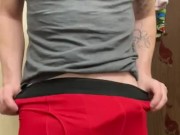 Slow motion pulling down my boxers