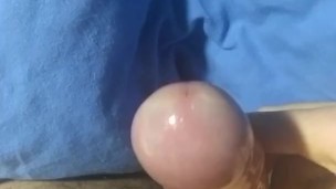 Cumshot inside condom after jerking off for one hour