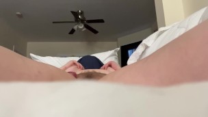 White girl gets so wet, cumming for you, masturbating her tight little pussy with her vibrator for u