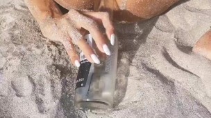 Do not throw your trash on the beach, otherwise I'll stick it into my tight pussy & asshole