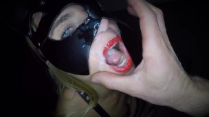 Dutch masked blode babe facial cum swallow