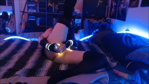 Raver Femboy Stuffs Ass With Glowsticks