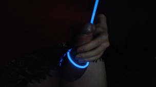 Raver Femboy Stuffs Glowstick in Penis