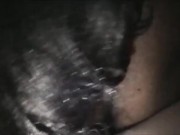 Ebony wife is excited to suck her husbands dick and happily takes his cumshot in her mouth 10/16