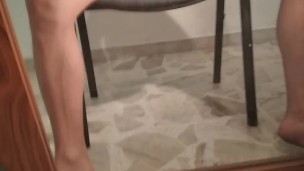 Playing with his big cock in the morning and big cumshot 