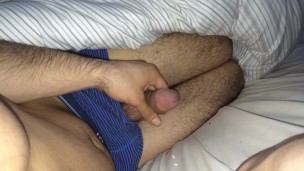 Stroking Hard Cock In Bed Solo