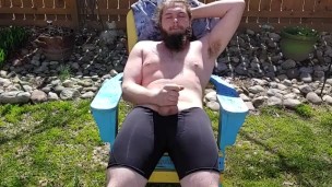 Pissing on my self like a fountain and cumming on my spandex beiefs