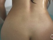 Beauty smokes, shows small feet and plays with big pussy lips in the bathroom 15/16