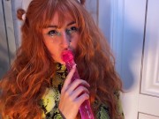 Girl With Ponytails Fucked Hard By Two Hard Cocks In Tight Vagina - Cum In Mouth 1/16