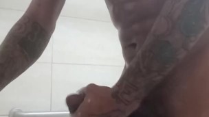 In the shower whit it 