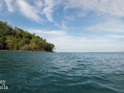 Fit girlfriend sucks and rides my dick out on the water - Risky public sex 1/16