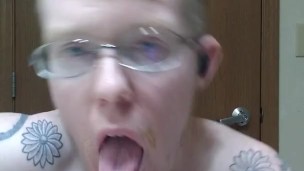 Horny Trans Man Packer Blowjob Messy Long Tongue Pre Op Kinky and Queer