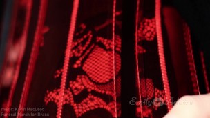 Teaser with PVC corset, leather leggings, lace lingerie and fur cape - Emily Adaire TS dark funeral