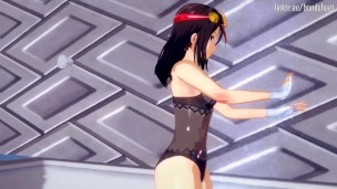 Smash Stars Mythra & Pyra watch Morag's mandatory gangbang at the Radiant Beach