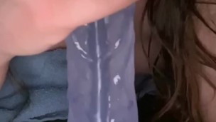 Chubby White Girl Gives Sloppy Head To Dildo