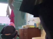 Ass stretching for sissy maid in bathroom 5/16