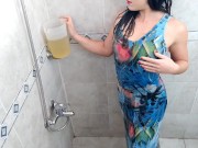 pee bath, mine and my stepdaddy more than 5 liters !!! - only for me and my hair !! -aprilbigass-