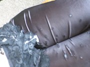 Cummybush HELPING HAND CUM - gloved milf gives cfnm handjob- sticky jizz shoots all over her clothes 15/16