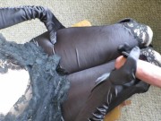 Cummybush HELPING HAND CUM - gloved milf gives cfnm handjob- sticky jizz shoots all over her clothes 5/16