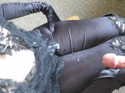 Cummybush HELPING HAND CUM - gloved milf gives cfnm handjob- sticky jizz shoots all over her clothes 7/16