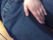 Wetting denim overalls and rubbing pussy 10/16