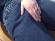 Wetting denim overalls and rubbing pussy 11/16