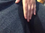 Wetting denim overalls and rubbing pussy 16/16