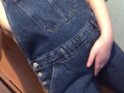 Wetting denim overalls and rubbing pussy 9/16