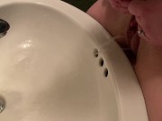 Wife pisses into sink in public restroom