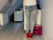 Desperate Pee in Jeans in Kitchen next He Pee on My Ass Tits and in Mouth 2/16