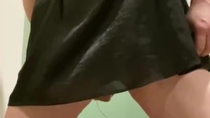 Under skirt dildo in my ass gets interrupted by flatmates