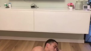 Muscle man gets NAKED doing your workout at home
