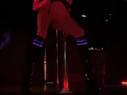 Stripper warming up on the stage